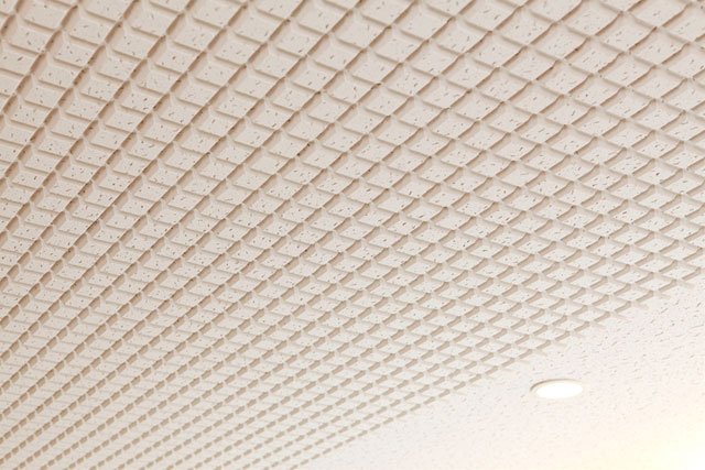 ホームシアターの音響効果を狙って、天井は吸音仕様となっています。